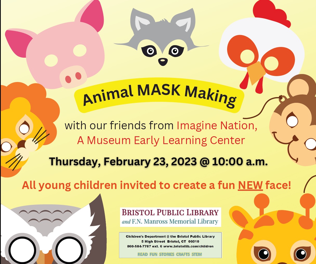 Animal Mask Making for Young Children! - Bristol Public Library