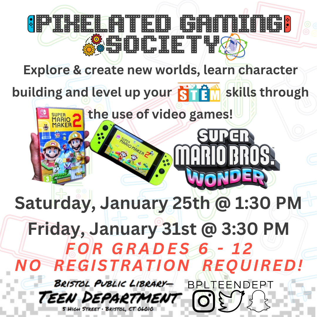 graphic of video games in the background and program details in the foreground