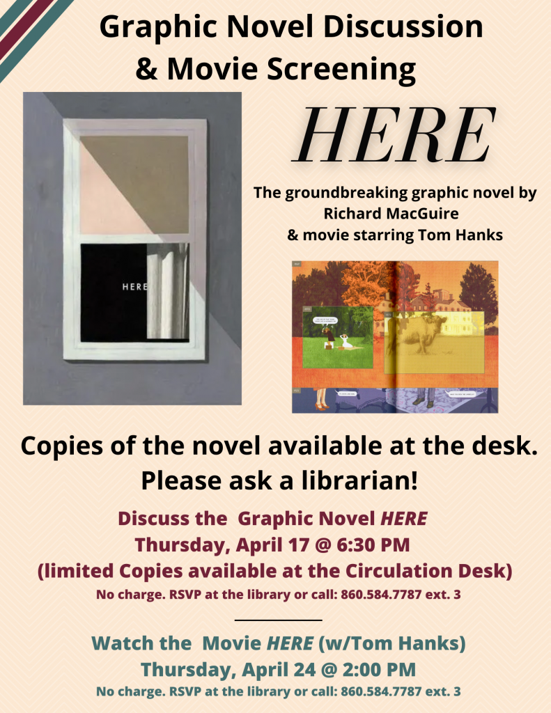 Flier for Book and movie combo for HERE on April 17 and April 24 (Movie)