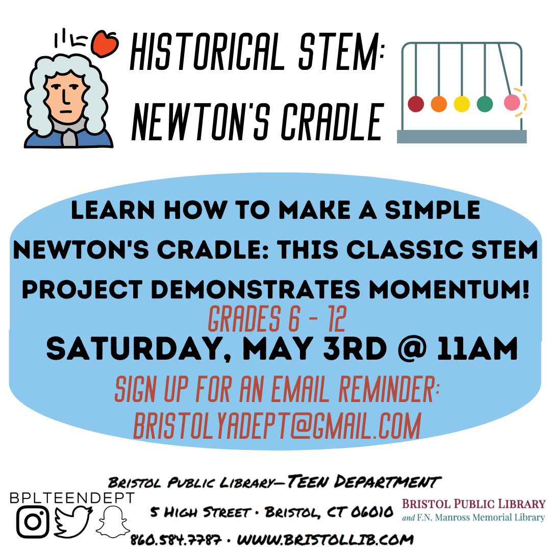 Graphic of flyer with a photo of Isaac Newton in the background and program details in the foreground