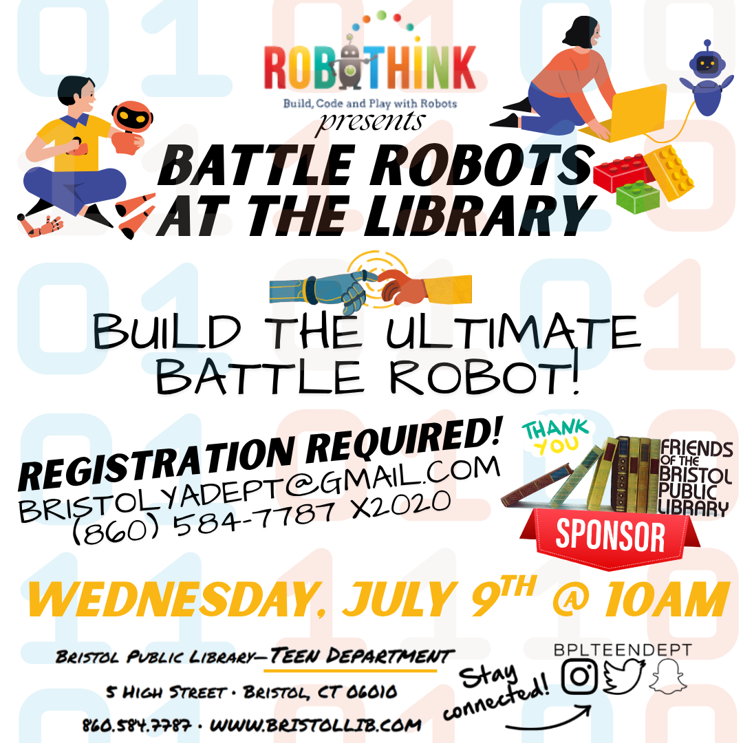 Banner - Battle Robots: ROBOTHINK visits the library!