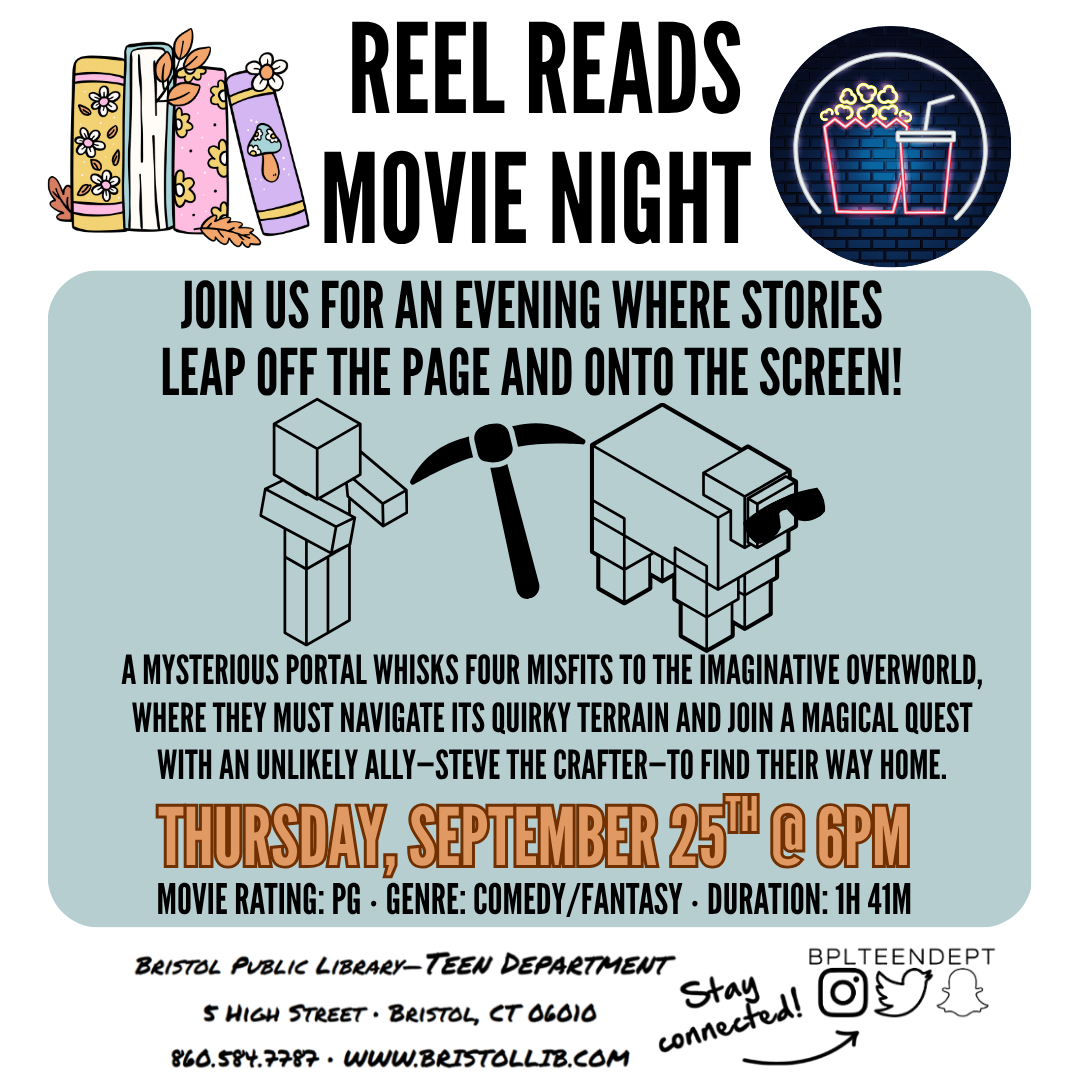 graphic of flyer with roblox inspired characters in the background and program details in the foreground.